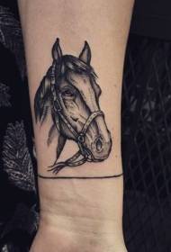 wrist point black gray horse head tattoo pattern
