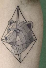 boom diamond shaped Bear head black geometric tattoo pattern