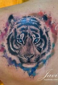 späť akvarel splash atrament úžasné tigrie tetovanie hlava vzor