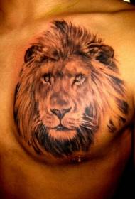 lion head chest tattoo pattern
