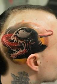 head realism style colored evil venom head tattoo pattern