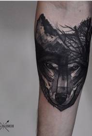 small arm sketch style black wolf head tattoo pattern