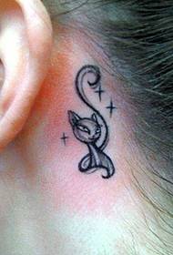 female ear cat tattoo pattern
