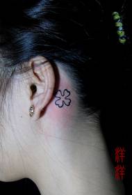 girl ear totem four-leaf clover tattoo pattern