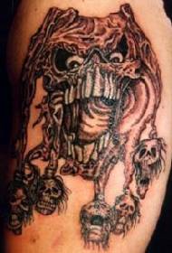 Scary voodoo demon en skull tattoo patroan
