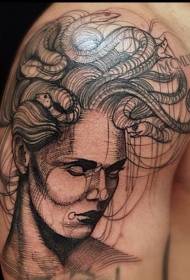 Grote arm carving stijl zwart Medusa avatar tattoo patroon