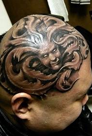 潮 男 Ghost uzorak tetovaže na glavi