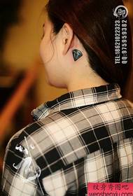 girl ear small popular colored diamond tattoo pattern