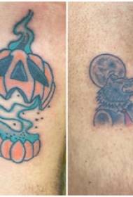 Pola tato Halloween kaki anak laki-laki pada gambar tato berwarna Halloween