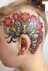head color beautiful flower tattoo pattern
