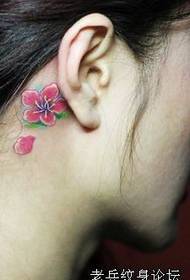 head tattoo pattern: ear color cherry blossom tattoo pattern