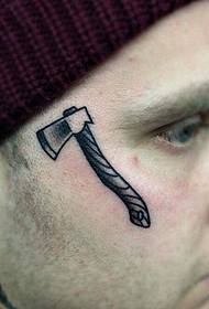 European and American male face personality axe tattoo pattern