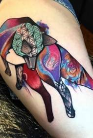 thigh color abstract fox tattoo pattern