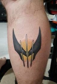 male legs Wolverine totem tattoo picture