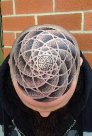 head point sting style black body Hindu flower tattoo pattern