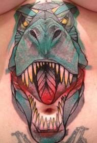 abdomen newschool color dinosaur head tattoo pattern