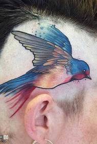 Head Bird Tattoo Patroon