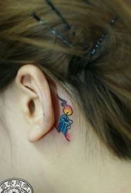 girl ear color small candle tattoo pattern