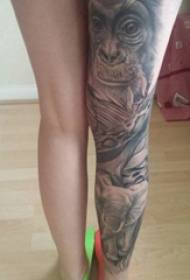 Tattoo legs girls legs elephant and monkey tattoo pictures