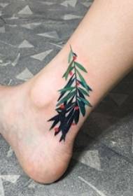 girls legs painted fresh plants gradient tattoo pictures