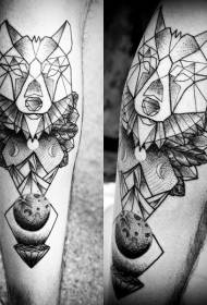 kuit swart ongewone wolfkop standbeeld tattoo patroon