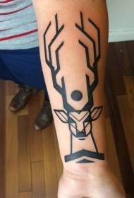 arm simple black deer head geometric style tattoo pattern