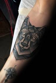 estilo de talla de brazo cabeza de lobo negro Patrón de tatuaje