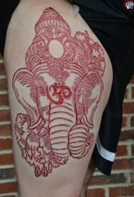 Thigh elephant with totem cut meat tattoo pattern