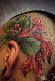 head personality fashion floral tattoo pattern
