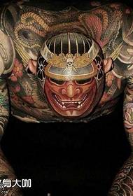 glava japonski vzorec tatoo samurajev