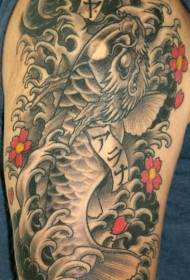 Μαύρο βέλος Koi τατουάζ μοτίβο