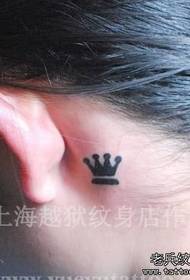 girl's ear Totem small crown tattoo pattern