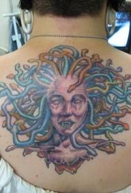 back scary monster Medusa tattoo pattern