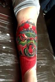Panda face Chinese face leg tattoo pattern