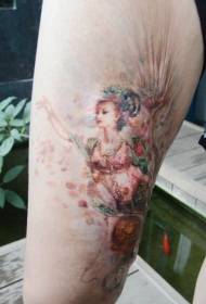 leg beautifully painted fairy under the tattoo pattern