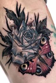 thigh butterfly rose skildere tattoo patroan