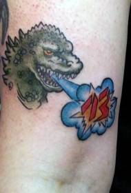 ročna risanka Barva Godzilla vzorec tatoo glave