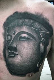 bröst svart grå stil som Buddha avatar tatuering mönster