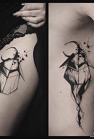 Sexig abstrakt linje måne tatuering mönster