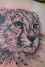 grijs luipaard hoofd tattoo patroon