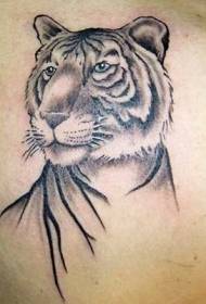 Patrón de tatuaje de cabeza de tigre negro