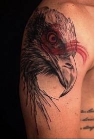 patrón de tatuaje de cabeza de águila de estilo de grabado de hombro color