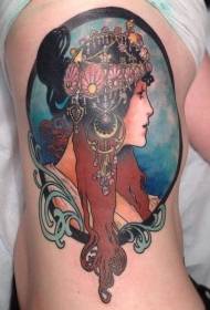 side ribs old school color woman Avatar tattoo pattern