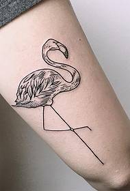 Schenkellinie Stich Flamingo Tattoo Muster