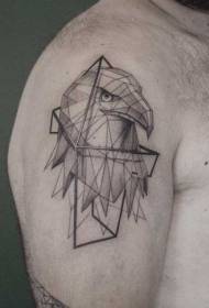 skuldergeometrisk stil sort ørnhoved tatoveringsmønster