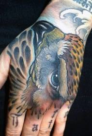 hand back color eagle head tattoo pattern