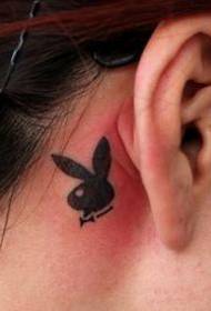 頭紋身圖案：頭可愛圖騰白兔子紋身圖案