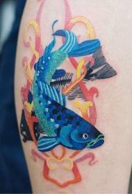 ng'ombe Colored squid tattoo