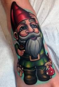 cartoon old man tattoo picture _10 leg small short cute red hat Old man cartoon tattoo pattern