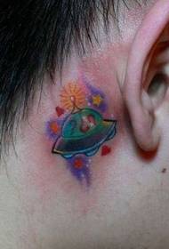 an ear small spaceship tattoo pattern